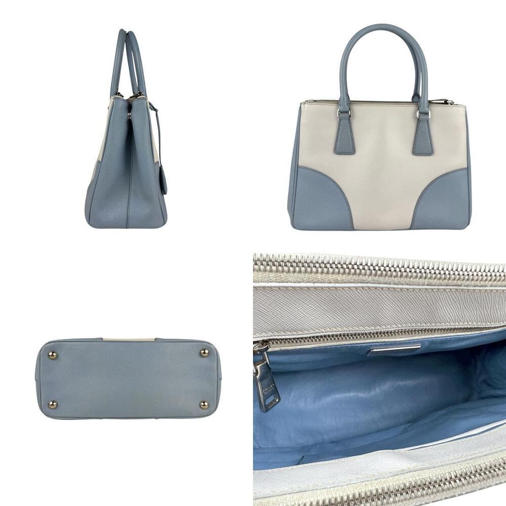 Prada handbag shoulder bag off white blue silver leather - Picture 2 of 4